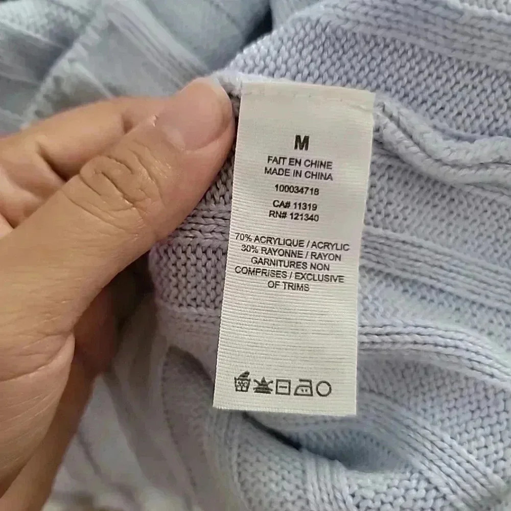 Garage Sweater Women's Med Blue Knit Cropped Pullover Long Sleeve Boxy Oversized - Picture 5 of 5